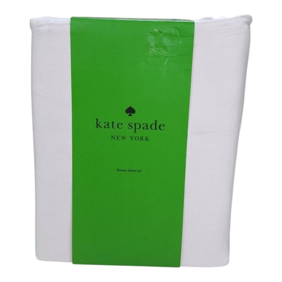 Kate Spade New York Queen Sheet Set Cotton Sateen Linen/Cream 18" Deep Mattress - Picture 8 of 8